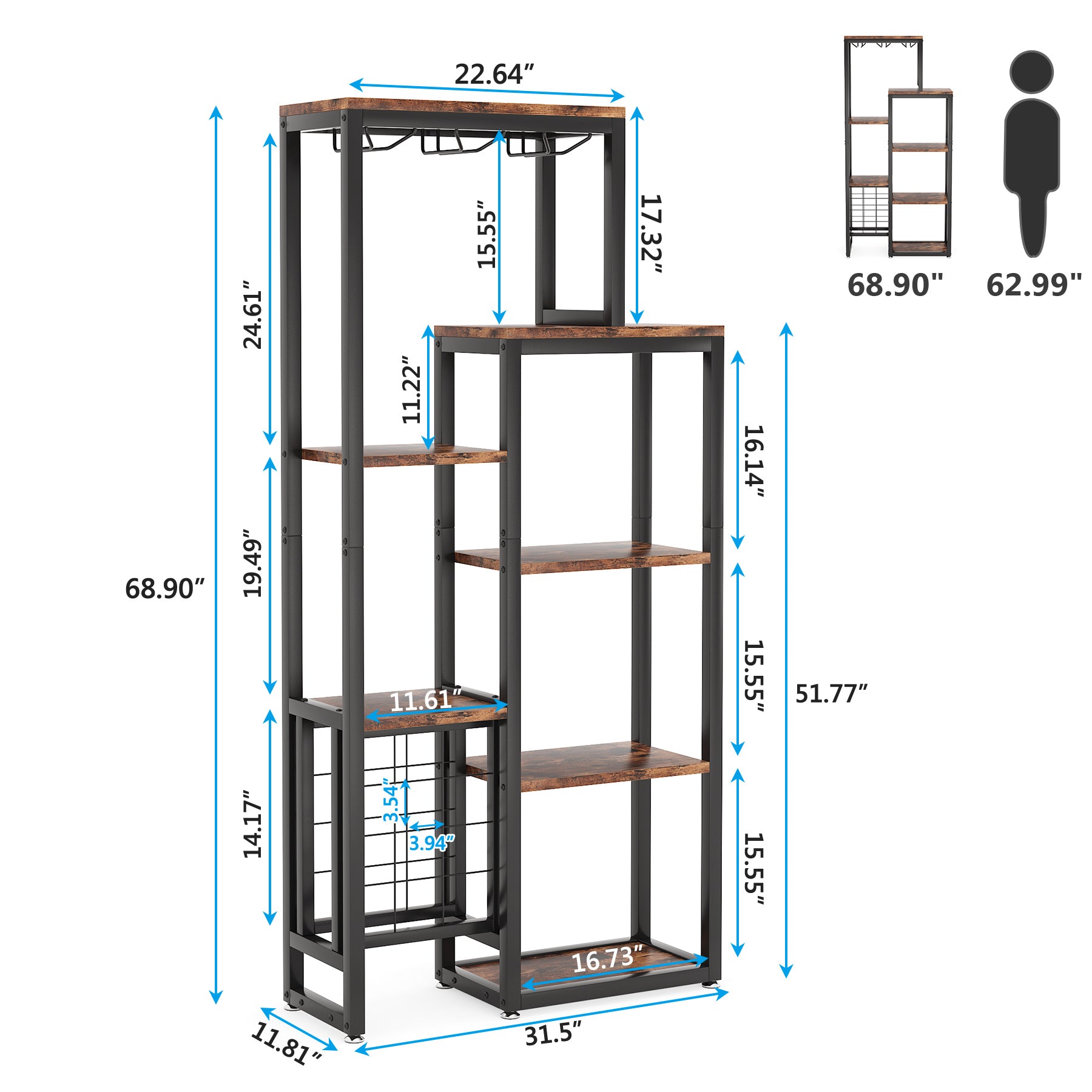 Freestanding Wine Rack with Glass Holder